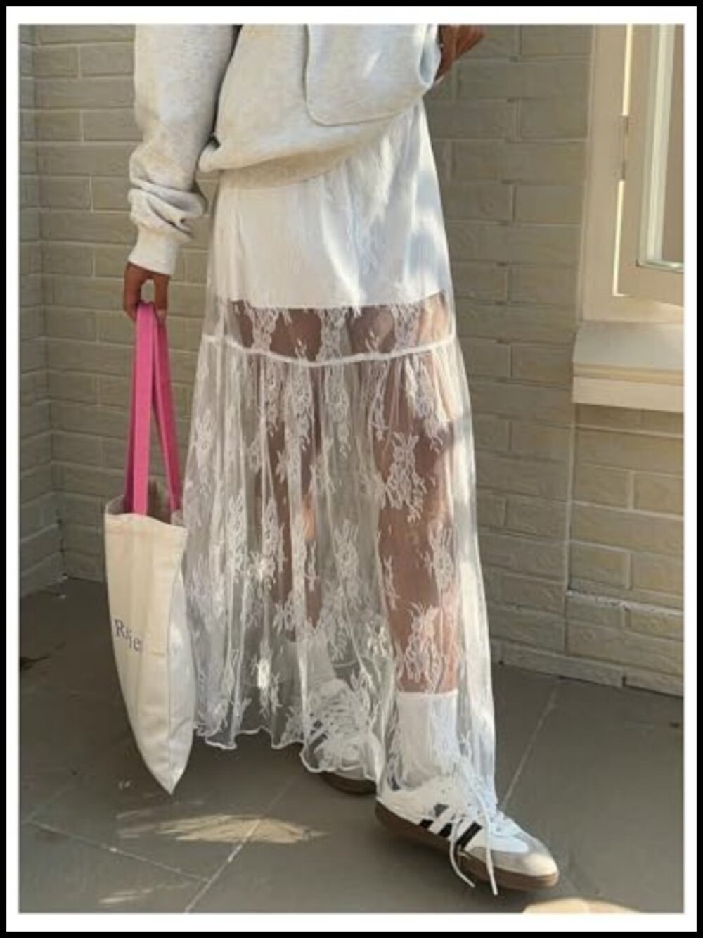 Women's Lace Maxi Skirt High Waisted A-Line Ruffle Flowy Y2K Renaissance Fairy - Picture 4 of 6